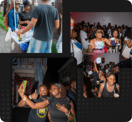 Collage of birthday party photos from guests